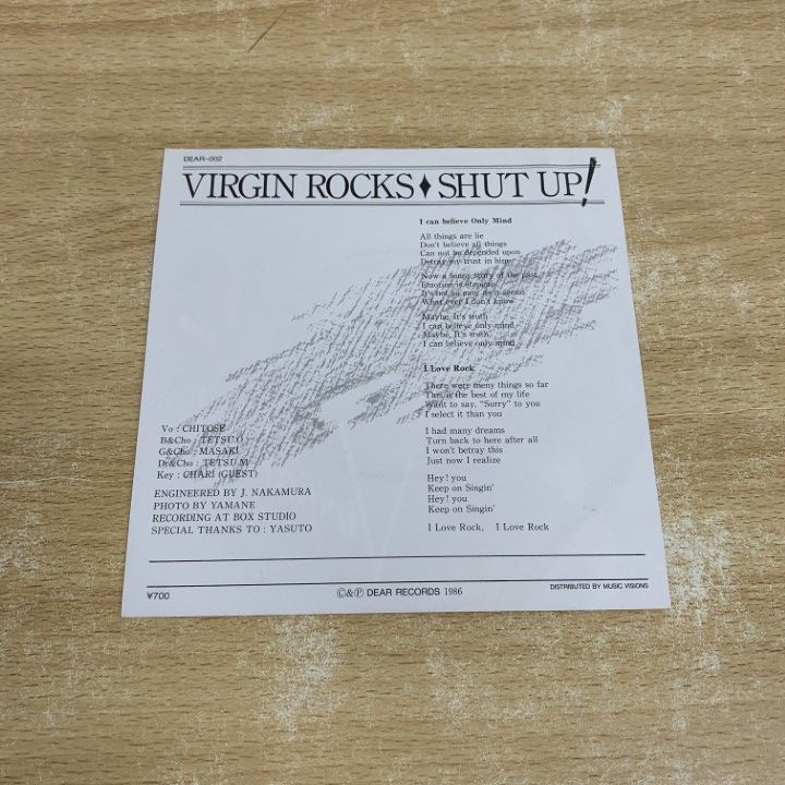 ○01)【1点限り!】Virgin Rocks/Shut Up!/ヴァージン・ロックス/EP