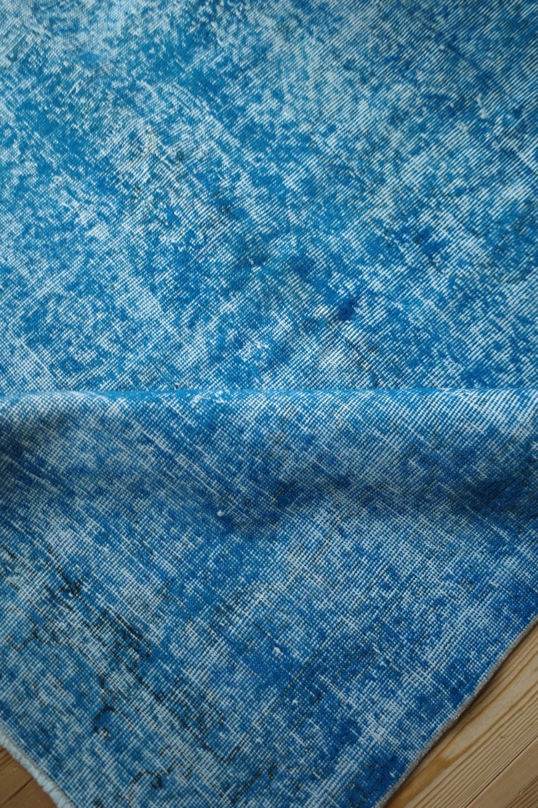 オーバーダイ　デニム　ブルー　トルコ　ヴィンテージラグ 超大判 オーバーダイ 濃ネイビー デニムブルー トルコヴィンテージラグ