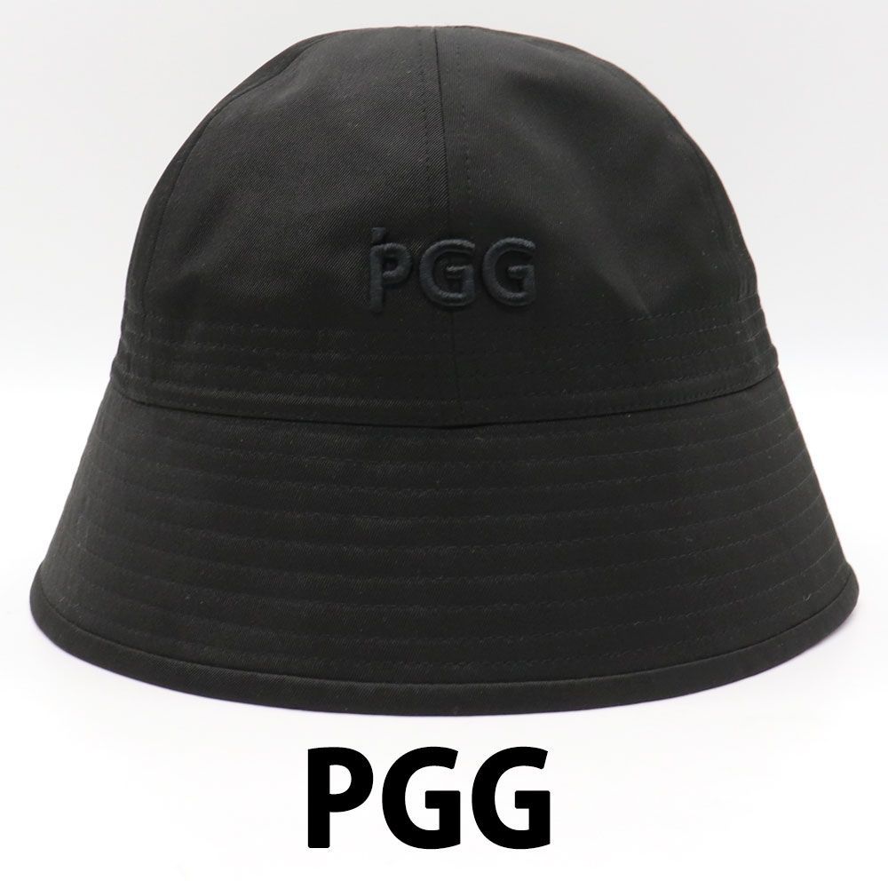 未使用品　PGG　ピージージー　パーリーゲイツ　ロゴ刺繍　メッシュ裏地　バケットハット　ブラック
