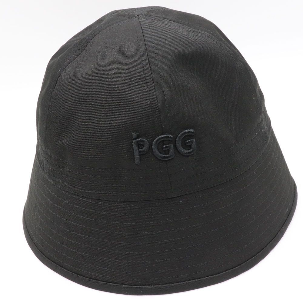 未使用品　PGG　ピージージー　パーリーゲイツ　ロゴ刺繍　メッシュ裏地　バケットハット　ブラック