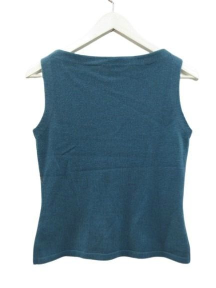シビラ SYBILLA ニットベスト ノースリーブ 花柄 グリーン系 ブルー系 緑 青 カシミヤ ウール M トップス