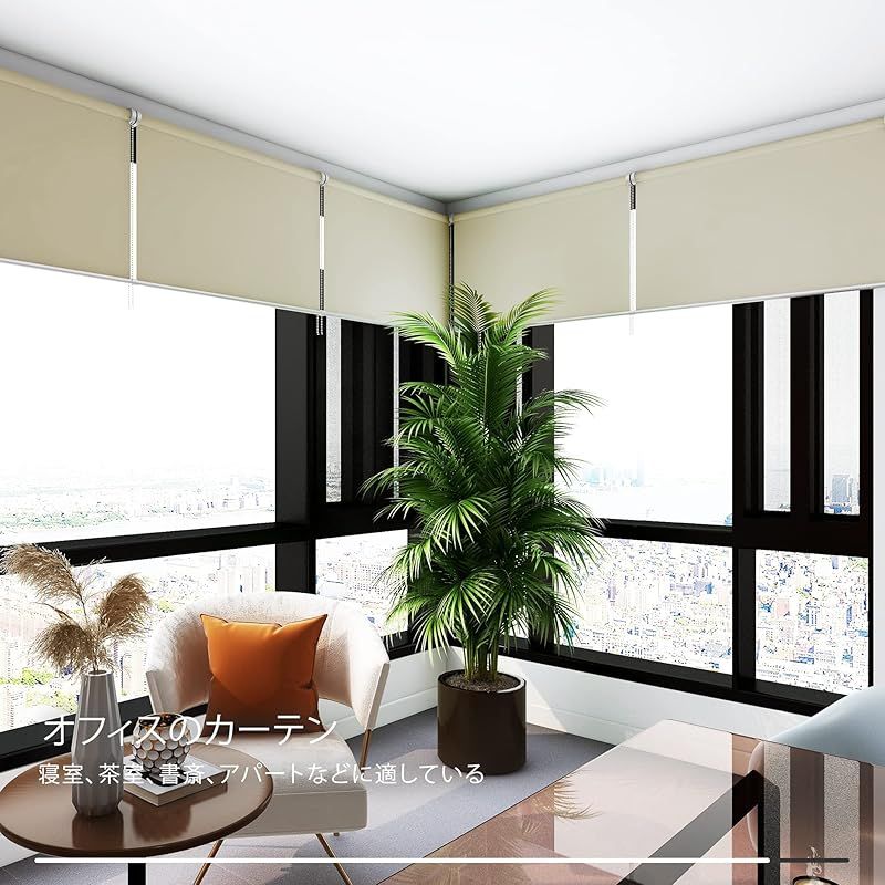 Deconovo ロールスクリーン ロールカーテン 幅90cm 丈135cm ベージュ 1