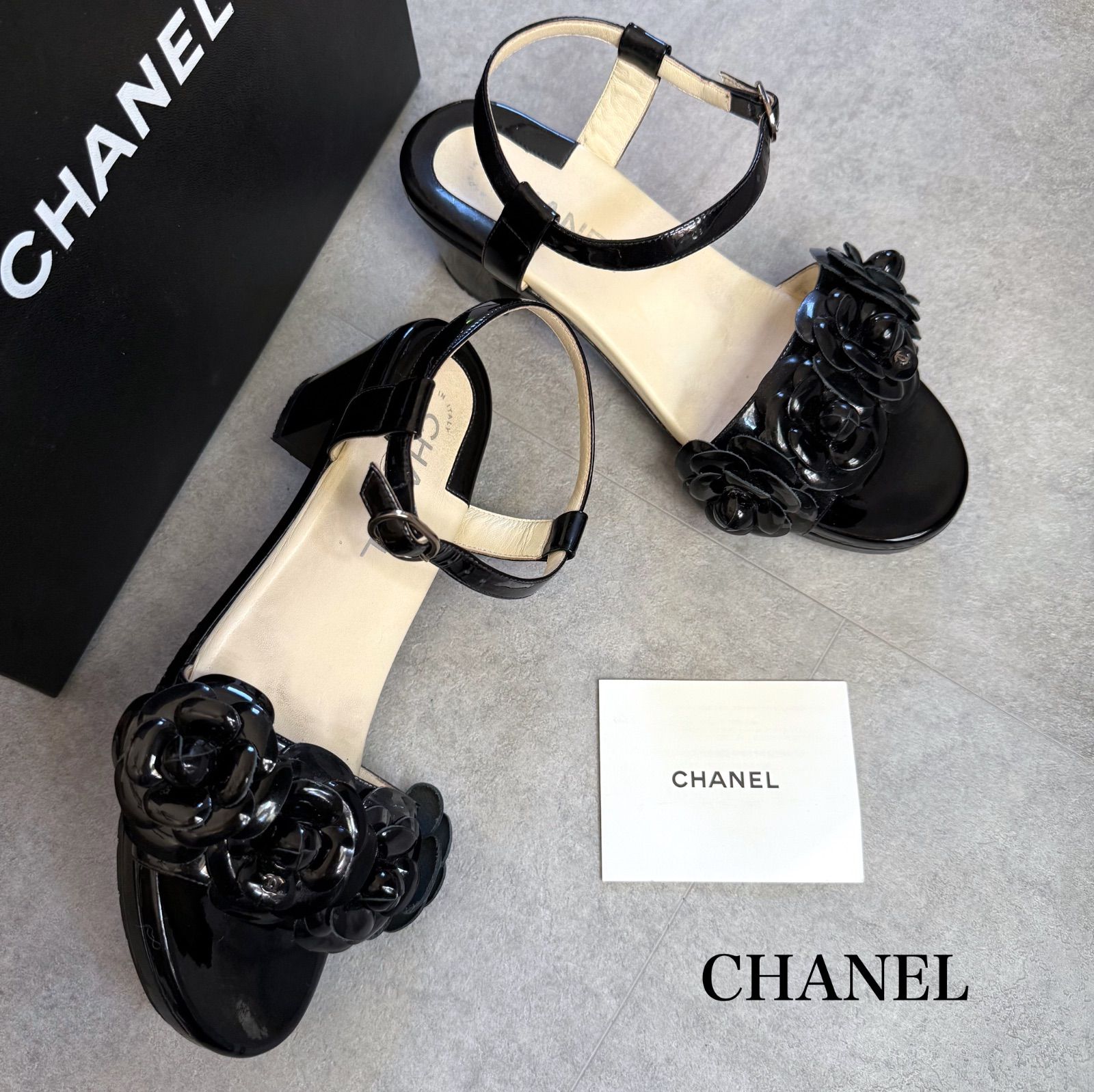 〈美品・箱あり〉シャネル　CHANEL カメリア　サンダル　ストラップ 美品・箱あり〉シャネル CHANEL カメリア サンダル ストラップ
