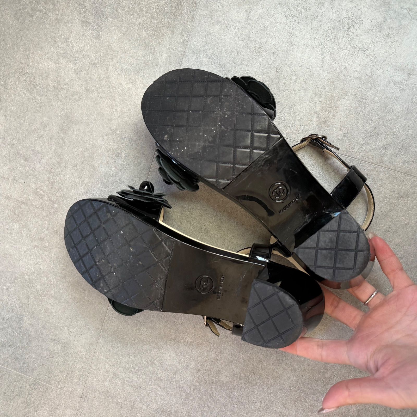 CHANEL シャネル カメリア ココマーク ストラップサンダル パテント