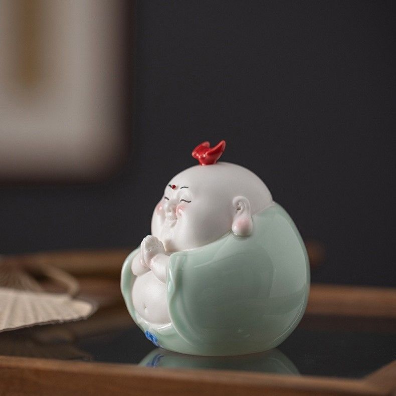 弥勒仏 布袋様 置物 セラミック オブジェ 豪華 魔除け 幸運 金運 健康