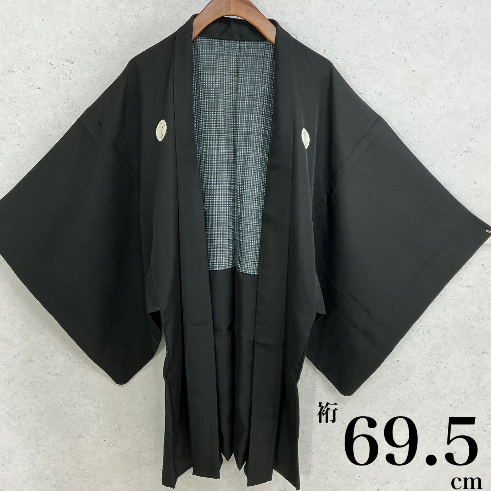 kimono+one＊男前屋＊男長羽織＊男黒紋付＊上質な羽二重正絹＊五つ紋