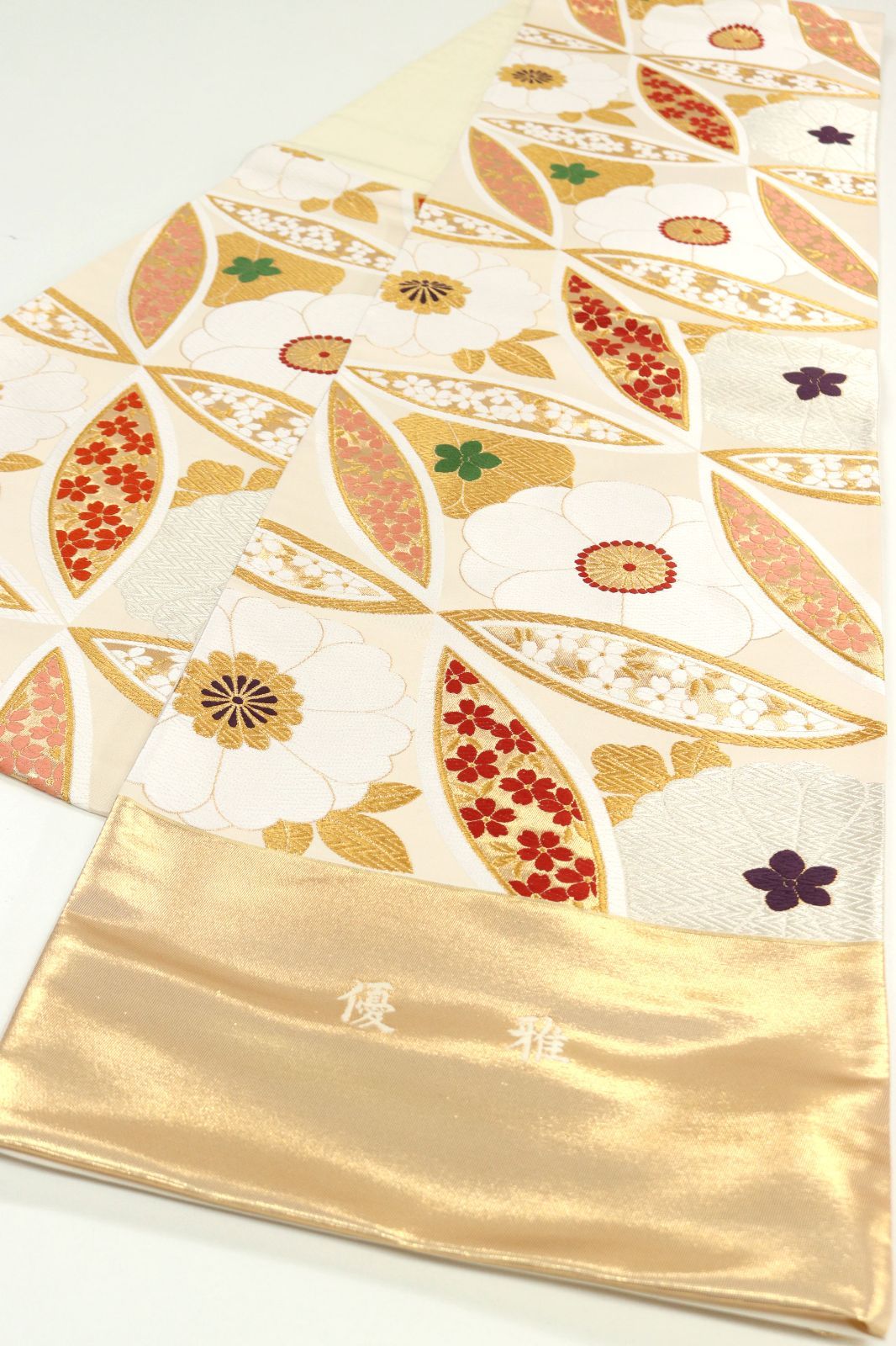 ofa2745 西陣 ふくい 振袖用 袋帯 梅文 菊文 桜文 お仕立て付き 2～3