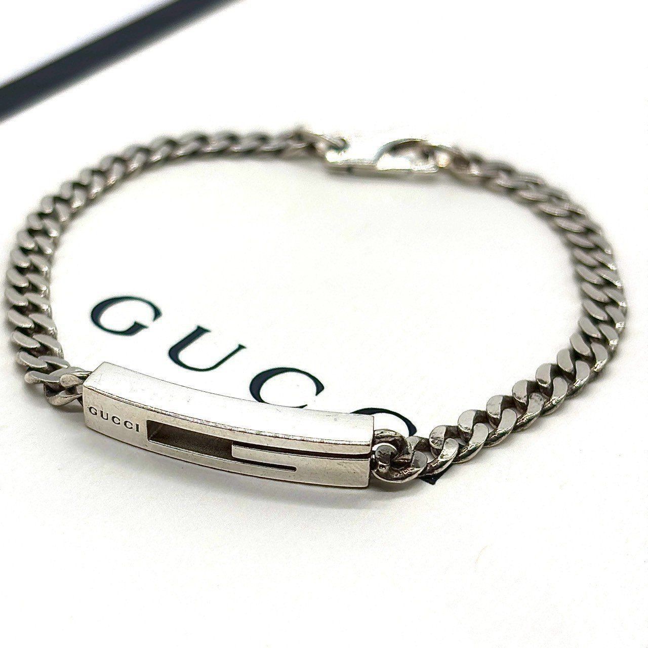 GUCCI SV925 カットアウト Gロゴ　喜平チェーン　ブレスレット GUCCI SV925 カットアウト Gロゴ喜平チェーンブレスレット