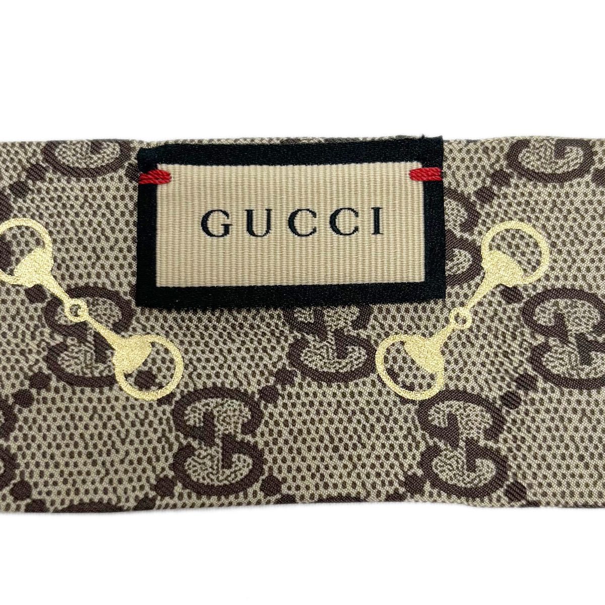 グッチ GUCCI GGパターン ホースビット シルクネックボウ 中古