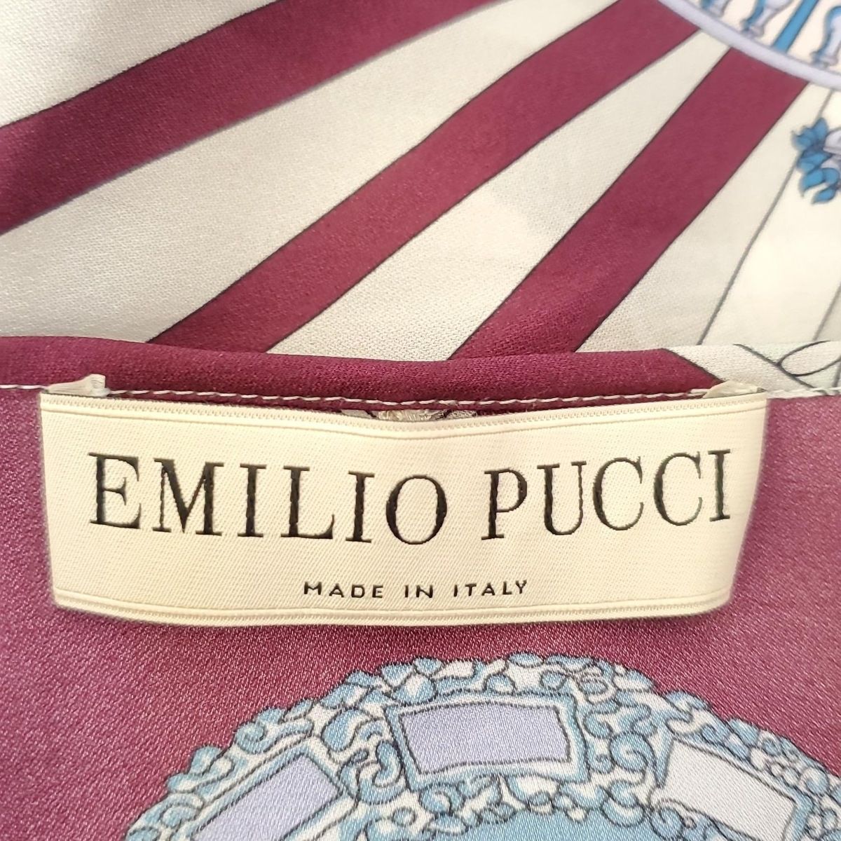 エミリオプッチ　キャップスリーブ ゼブラ ワンピースウール シルク S相当 美品 エミリオプッチ ワンピース サイズF40 レディース美品 - ボルドー