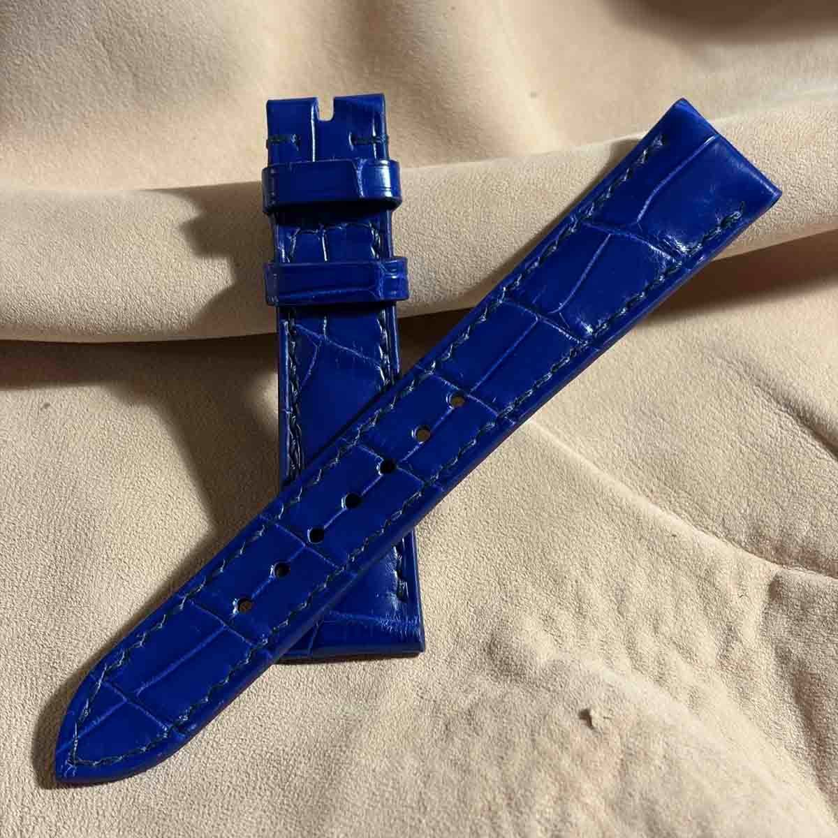 cro-1678 クロコダイル 腕時計ベルト コバルトブルー ラグ幅24 mm cro-1678 クロコダイル 腕時計ベルト コバルトブルー ラグ幅24 mm