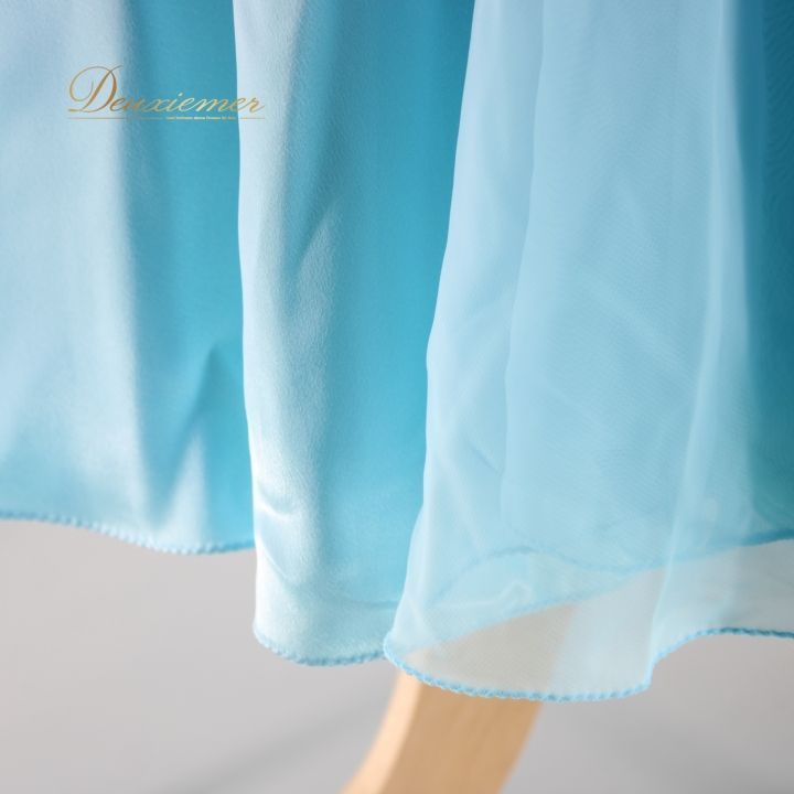 【美品 社交ダンス衣装】ワンピース ドレス 水色 ライトブルー チョーカー 長袖 美品 社交ダンス衣装】ワンピース ドレス 水色 ライトブルー