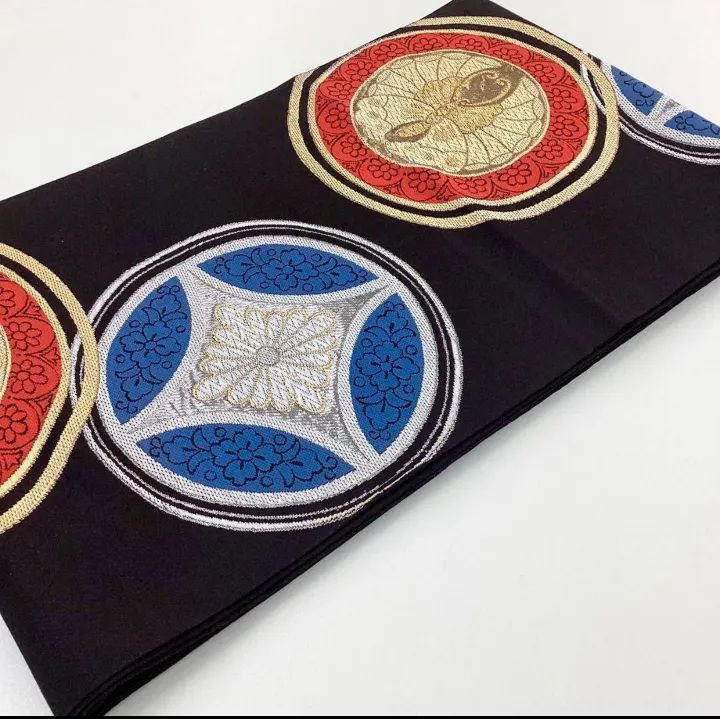 4972］袋帯 花菱蝶丸文様 金銀糸 六通 正絹 着物 フォーマル 黒 - メルカリ