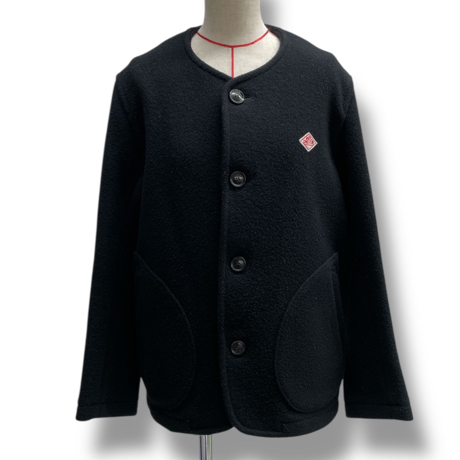 ダントン ウールモッサ ノーカラーコート ジャケット 紺ネイビー 38 中古・古着通販】DANTON (ダントン) ウールモッサ ノーカラー