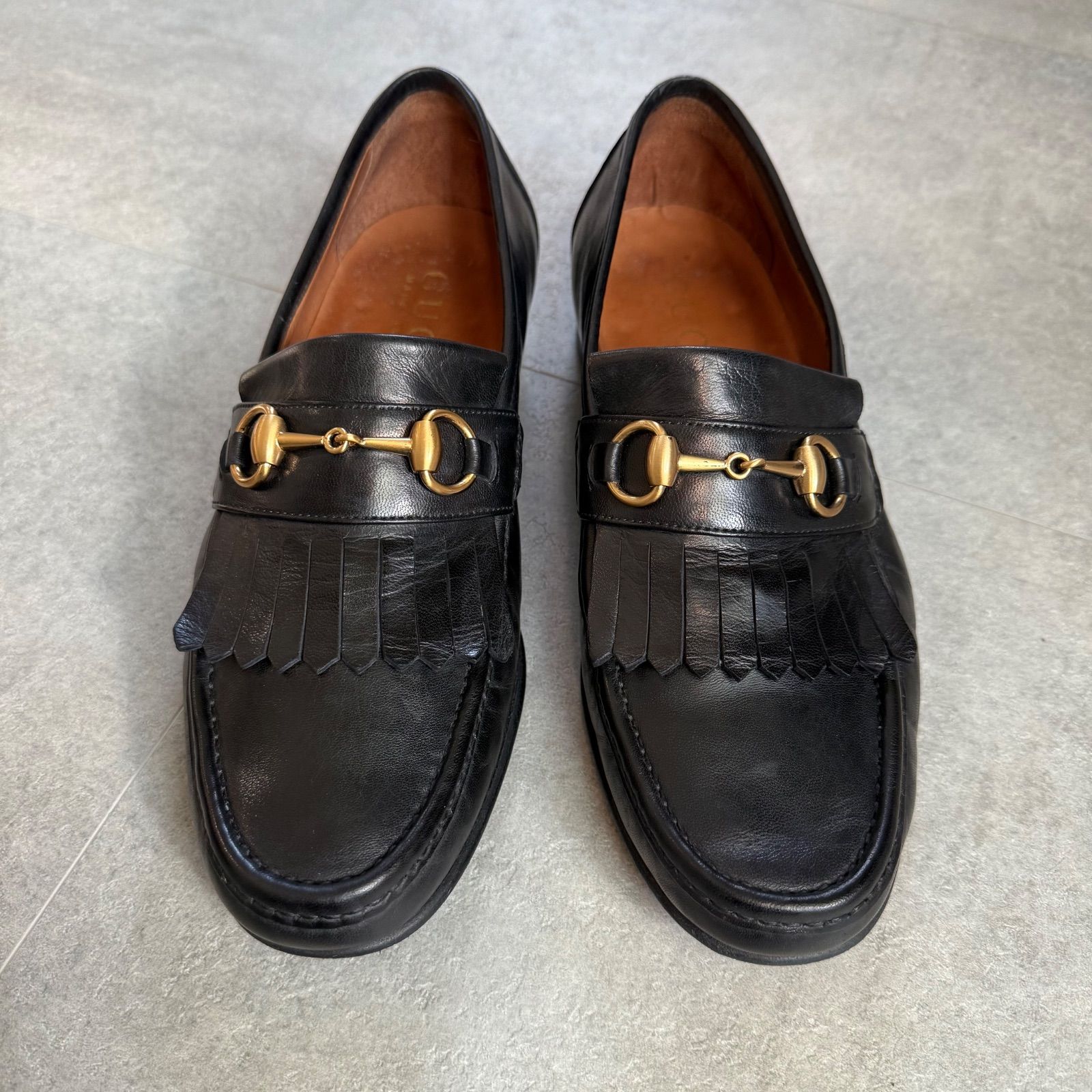 GUCCI グッチ ホースビットローファー 39.5 金金具 レザー ブラック GUCCI グッチ ホースビットローファー フリンジ レザー ブラック 黒