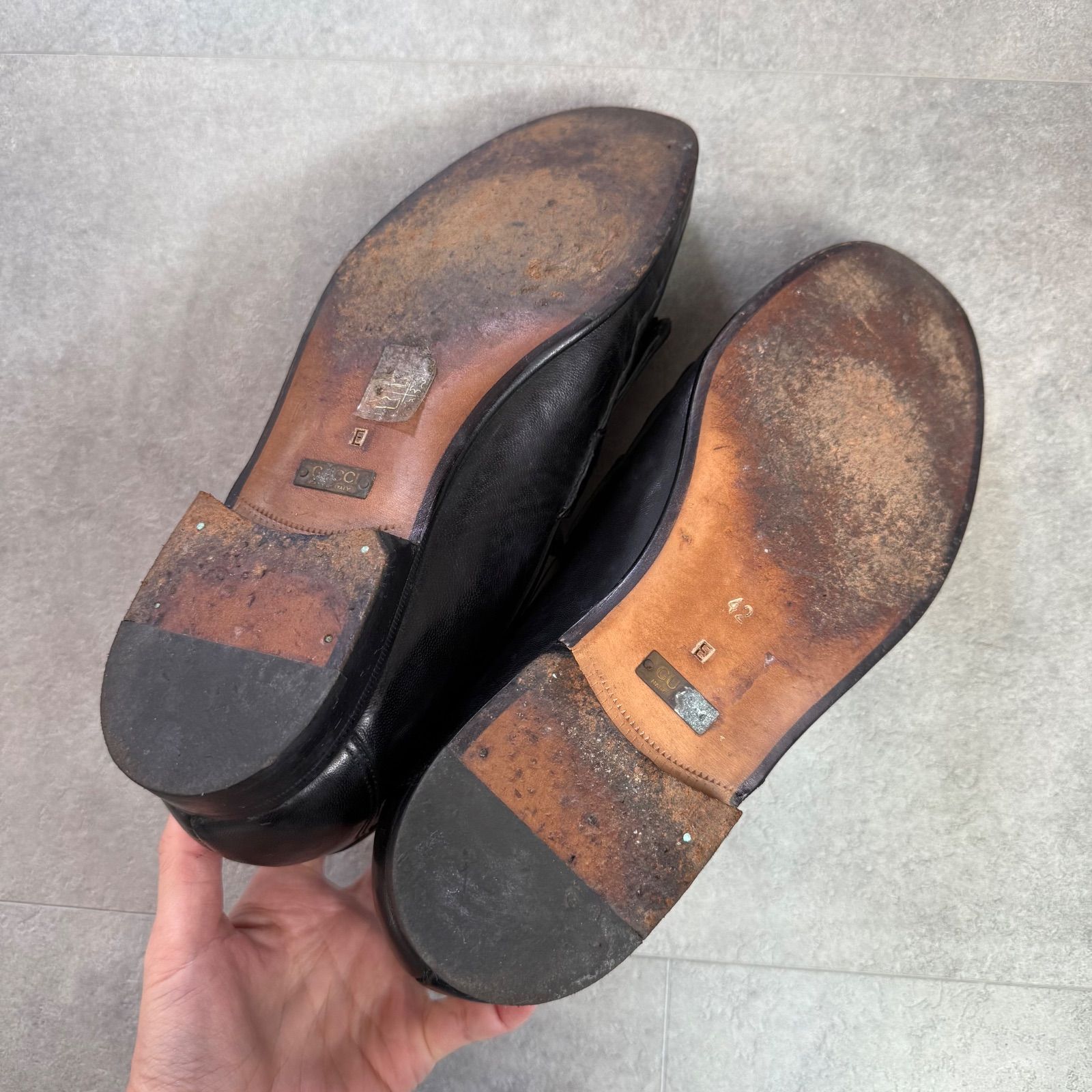 GUCCI グッチ ホースビットローファー フリンジ レザー ブラック 黒