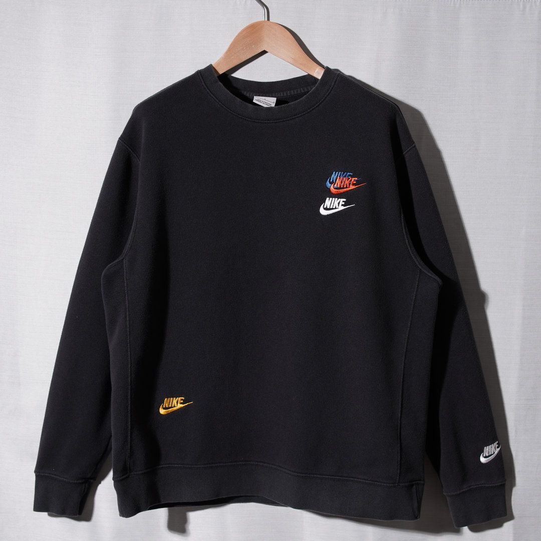 ナイキ NIKE スウェット L ブラック スウッシュ ロゴ刺繍 裏毛 パイル