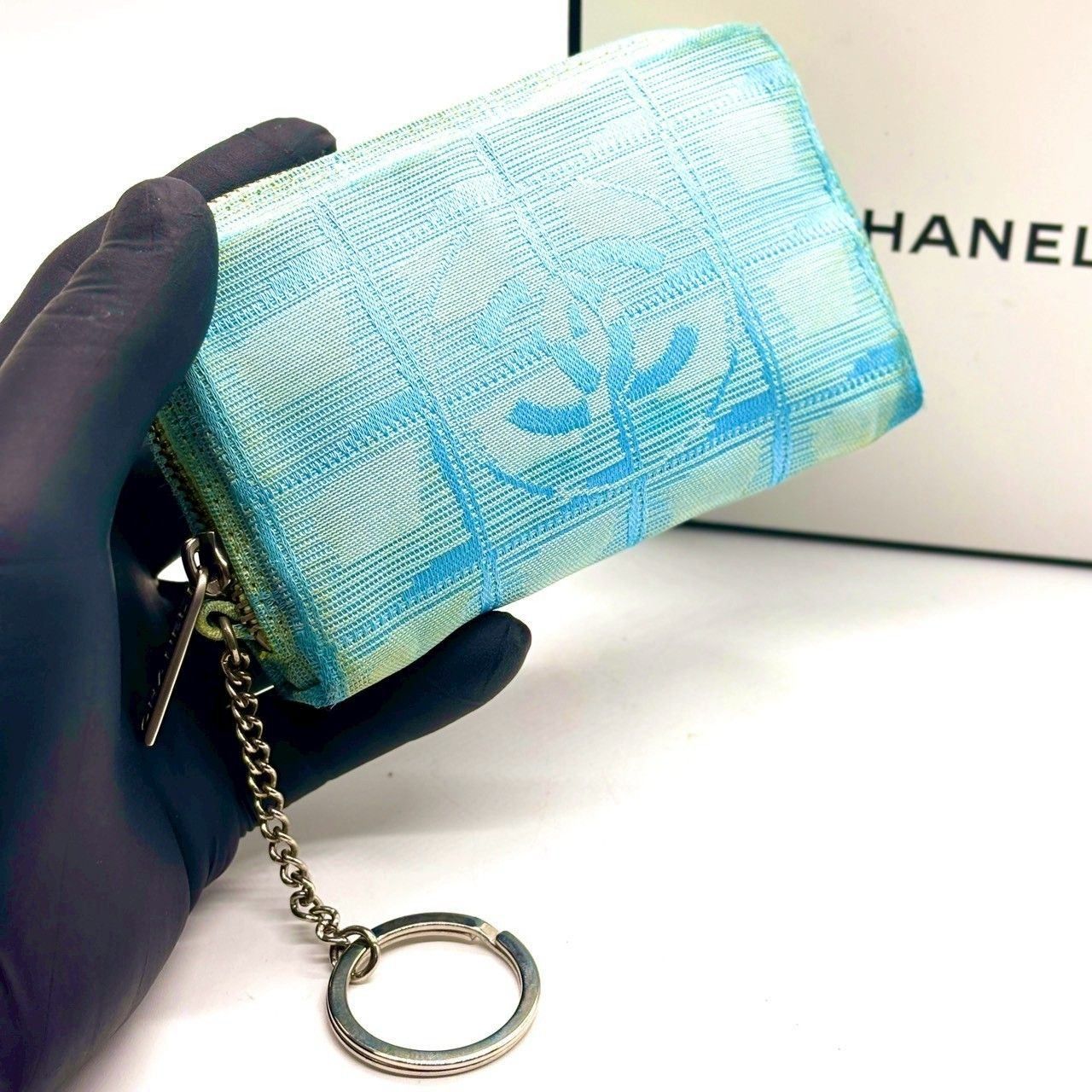 透明感ブルーの余韻】 CHANEL シャネル コインケース キーリング付き