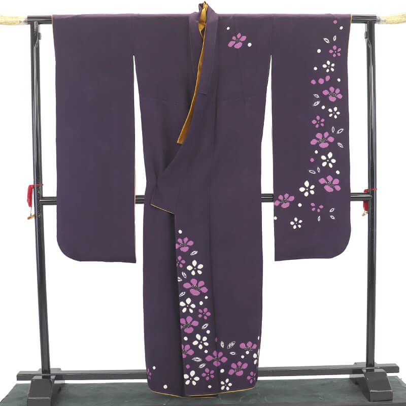 振袖 長襦袢付き 2点セット 成人式 振り袖 正絹 紫 桜 部分絞り