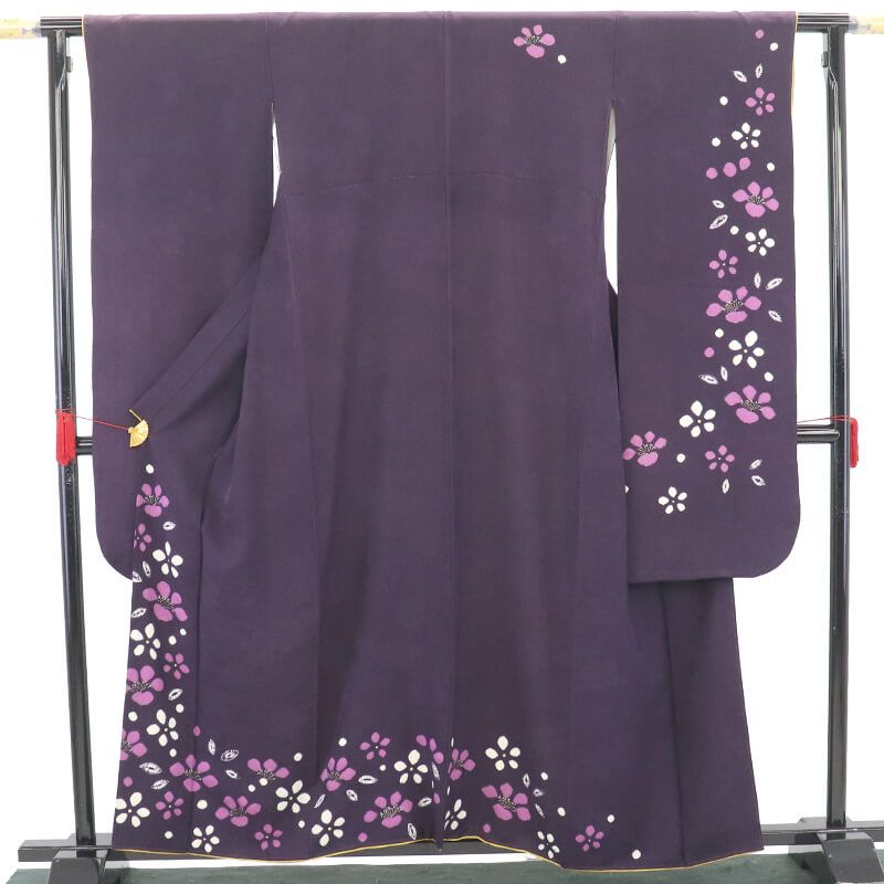 振袖 長襦袢付き 2点セット 成人式 振り袖 正絹 紫 桜 部分絞り