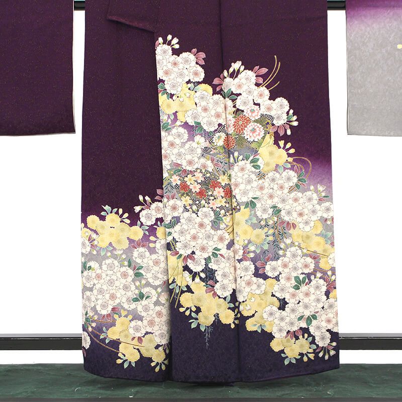 【正絹・仕立て上がり】 振袖 紫 桜 古典 成人式 前撮り C57 正絹・仕立て上がり】 振袖 紫 桜 古典 成人式 前撮り C57