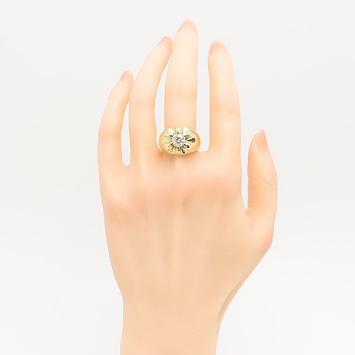 ダイヤモンド リング K18 18号 鑑別書 1.242ct 30.47g YG 750 指輪