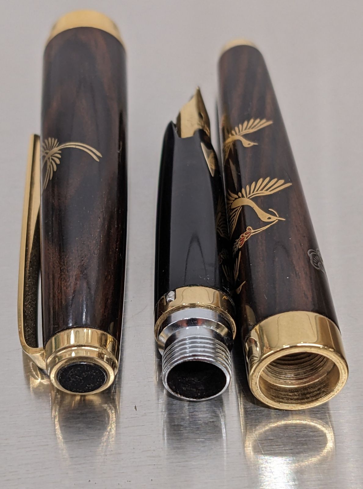 セーラー◎ 万年筆 ペン先23K 最初期 世界の銘木シリーズ 黒檀 金蒔絵