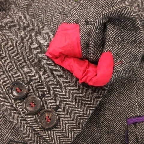 モスキーノ MOSCHINO コート グレー ヘリンボーン柄 刺繍ラペル 長袖 H