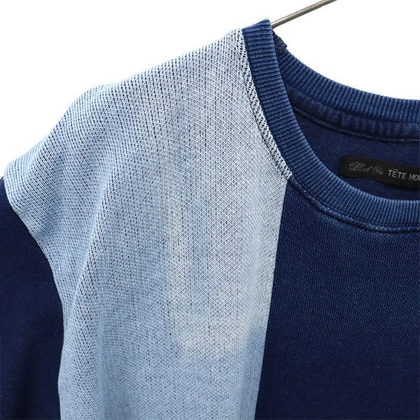 TETE HOMME テットオム 未使用 半袖 切替 トレーナー L ネイビー系