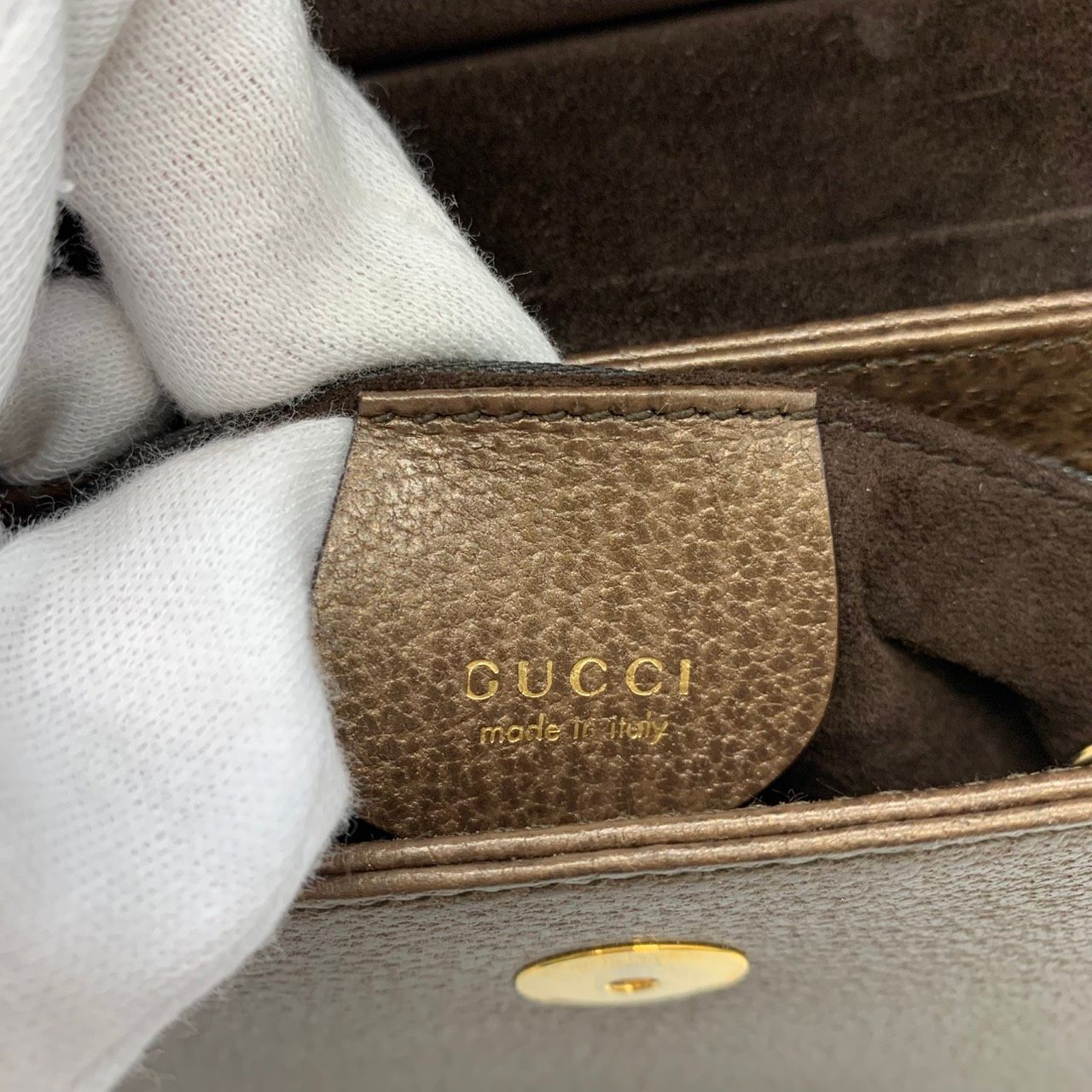GUCCI オールドグッチ ハンドバッグ レザー/バンブー ブラウン 