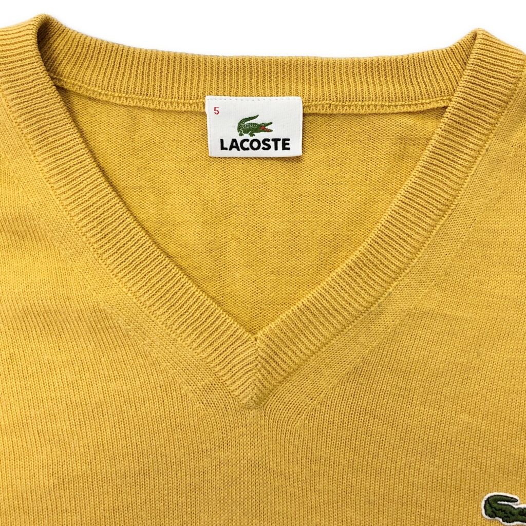 LACOSTE ラコステ Vネック ウールニットセーター イエロー(メンズ 5