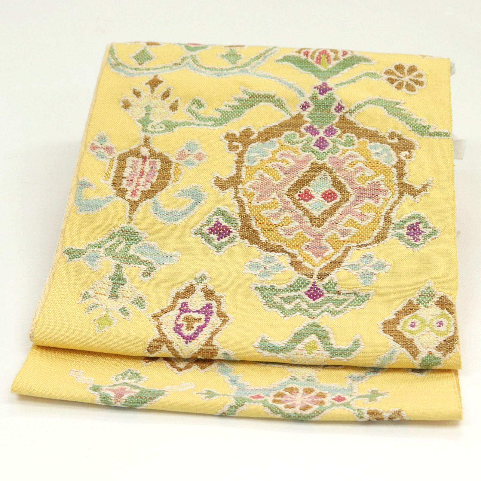 ona4668 西陣 帯屋捨松 お洒落 八寸 名古屋帯 中東緞通文 お仕立て付き