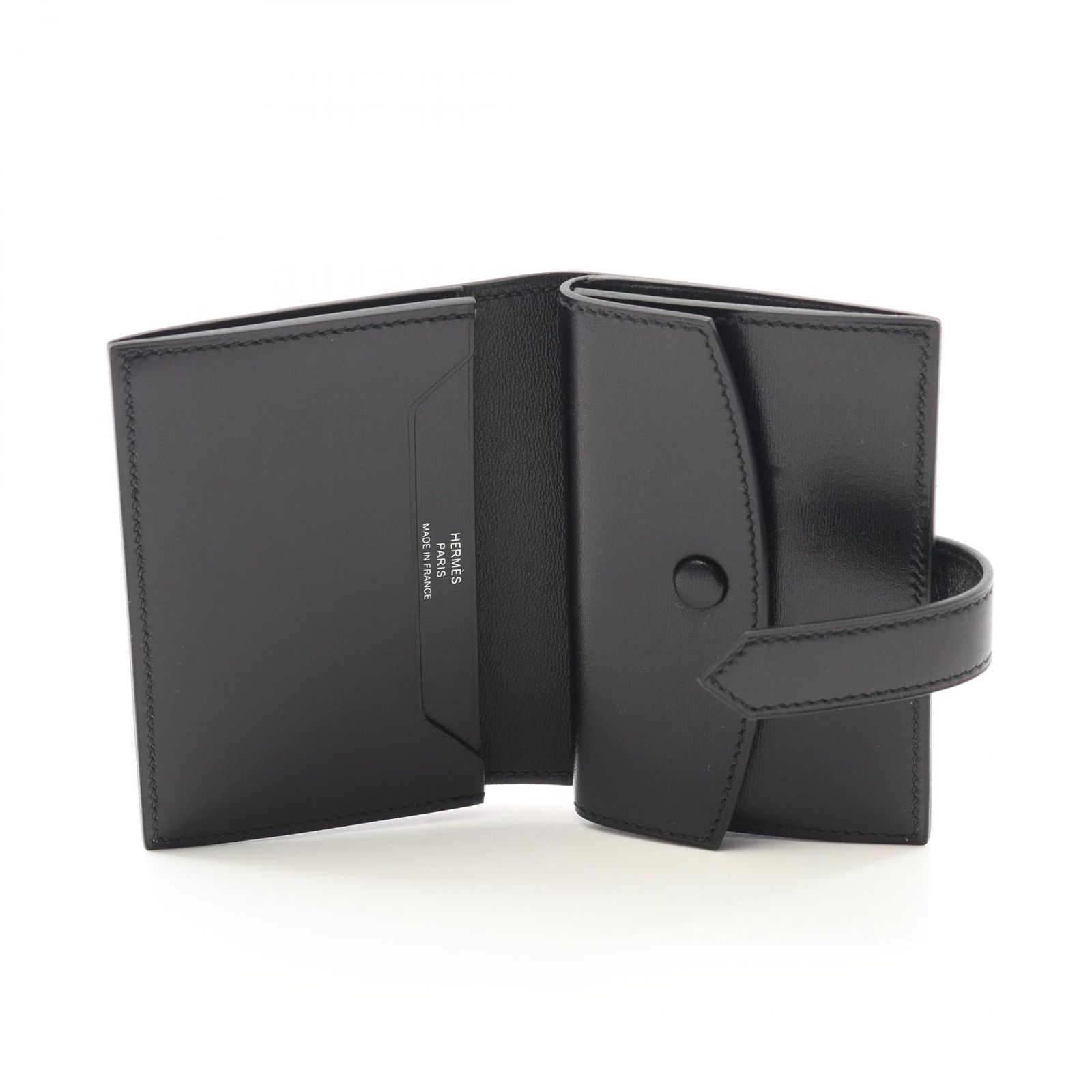 最安【ほぼ新品未使用】HERMES エルメス　ベアンミニ　　カードケース エルメス HERMES カードケース ベアンミニ ブラック カーフ（牛革