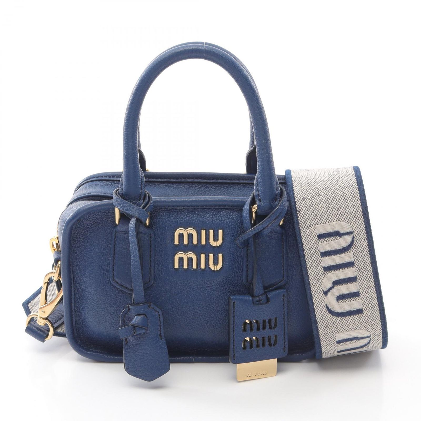 ミュウ ミュウ Miu Miu ハンドバッグ VIT.DAINO SOFT ブルー レザー 