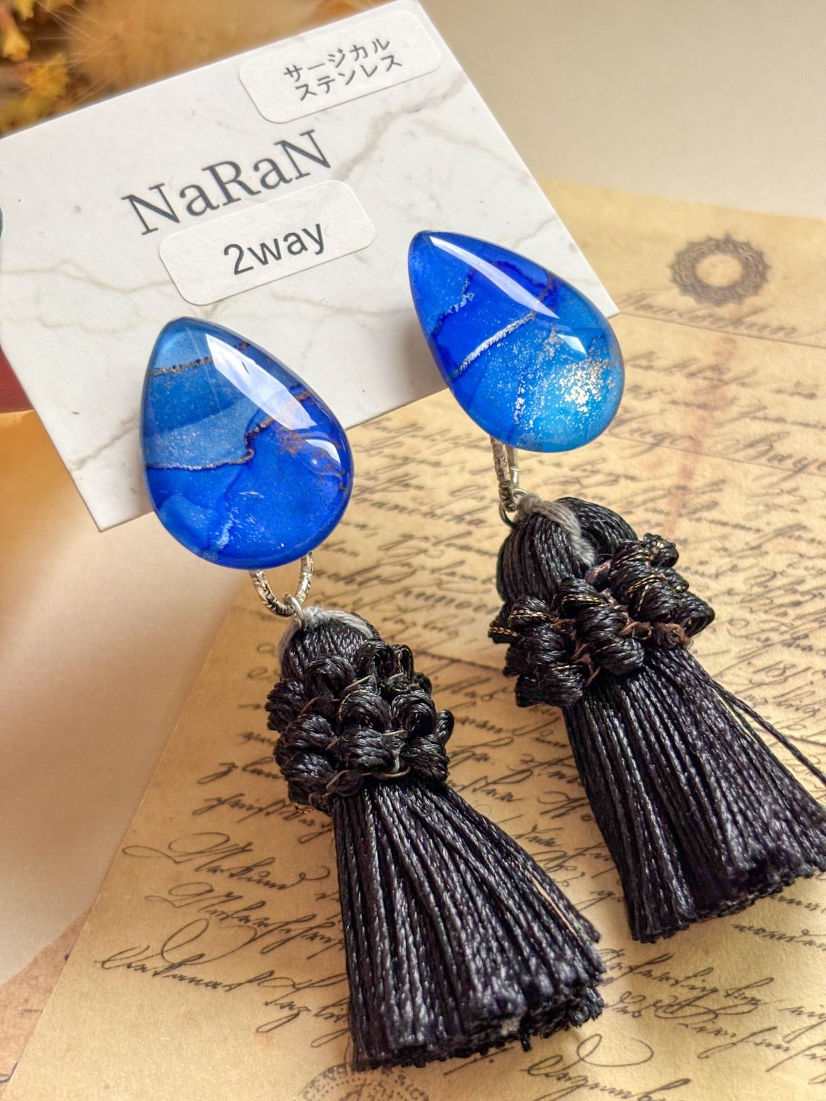 SALE】197≫アルコールインクアート【nara】2wayタッセルピアス - メルカリ