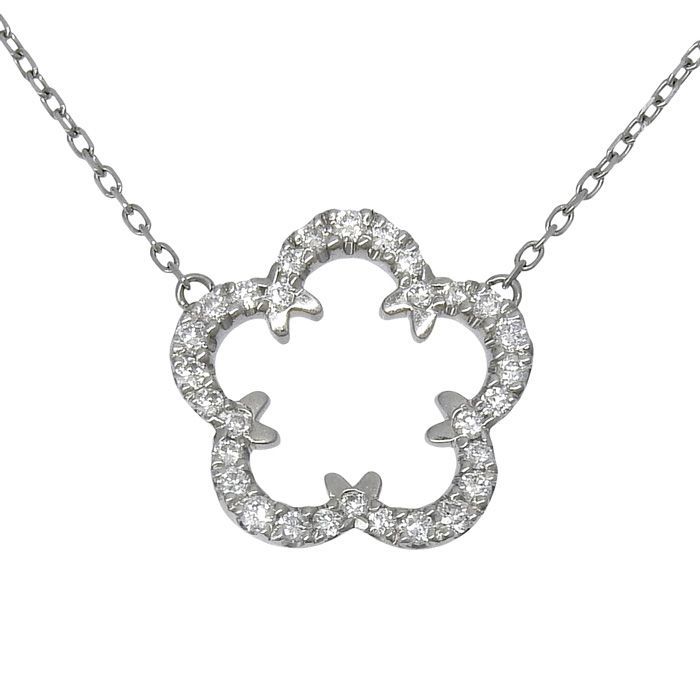 ECRETT エクレット フラワー モチーフ ダイヤ ネックレス Pt850