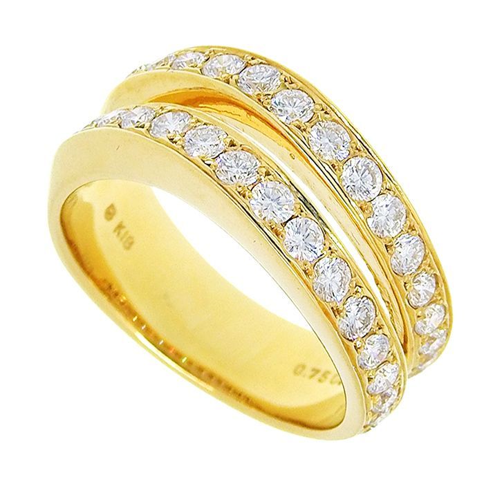 MIKIMOTO ミキモト デザイン ダイヤ リング K18YG 750 イエロー