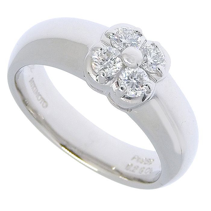 MIKIMOTO ミキモト フラワー モチーフ ダイヤ リング Pt950 プラチナ