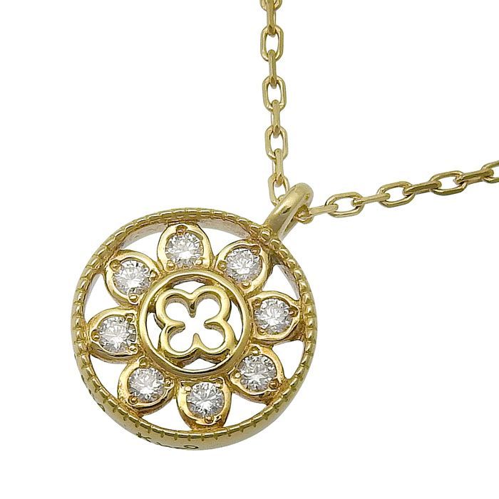 K.UNO ケイウノ デザイン ダイヤ ネックレス K18YG 750 イエロー