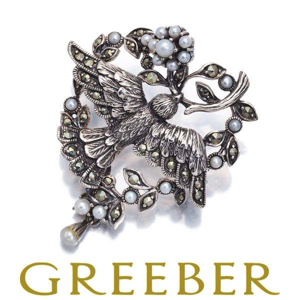 碌山 ロクザン ブローチ兼ペンダントトップ シードパール 真珠 マーカ