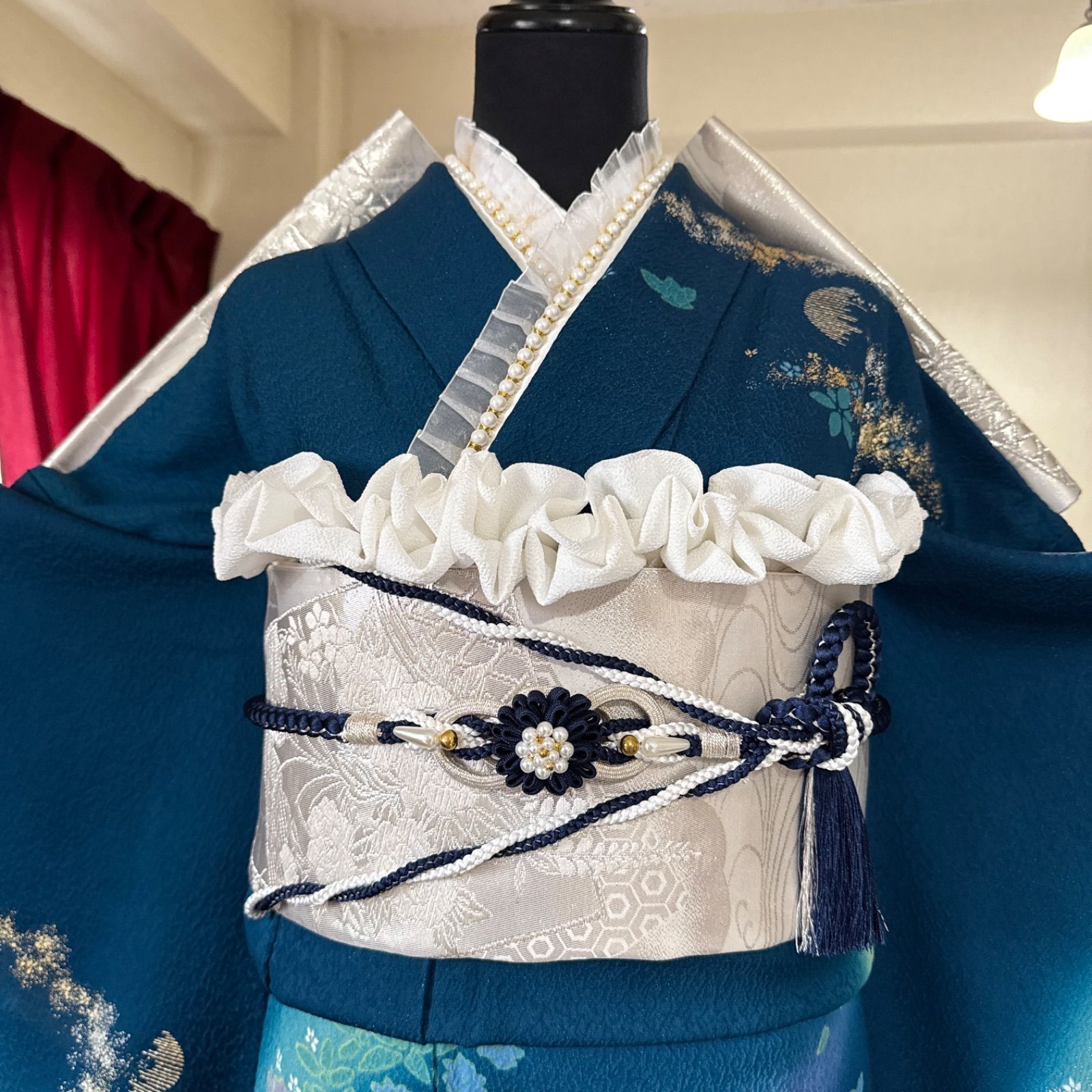 豪華振袖セット(4点)・袋帯・長襦袢・半衿・絞り・パールトーン加工