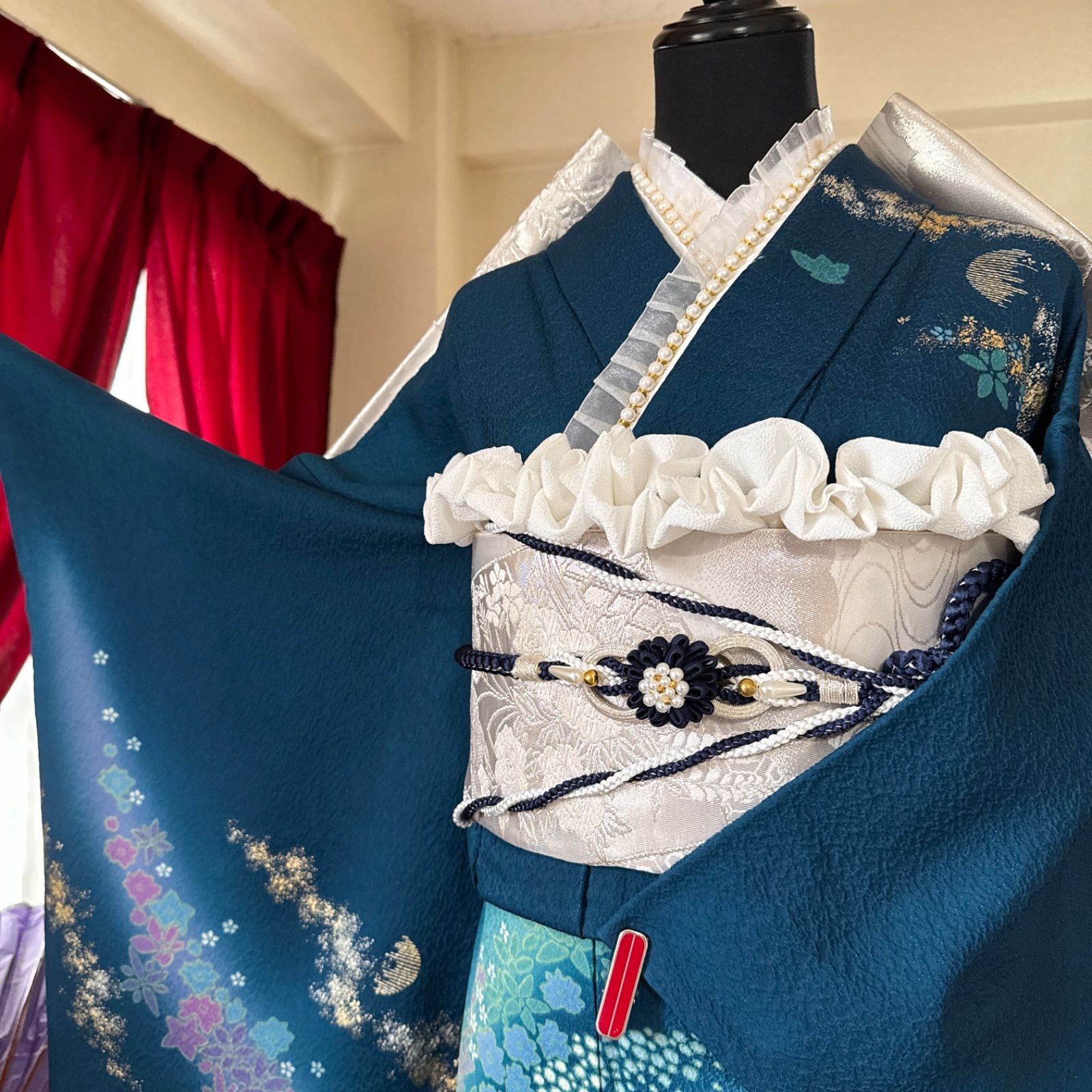 豪華振袖セット(4点)・袋帯・長襦袢・半衿・絞り・パールトーン加工