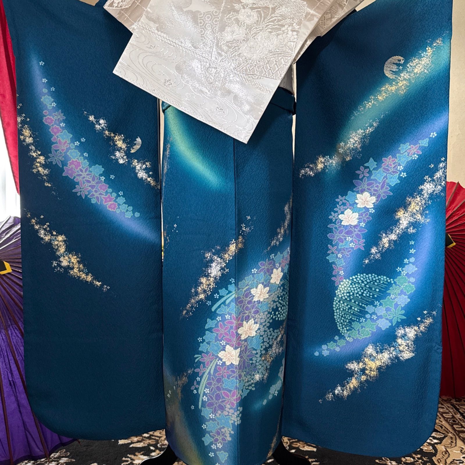 豪華振袖セット(4点)・袋帯・長襦袢・半衿・絞り・パールトーン加工