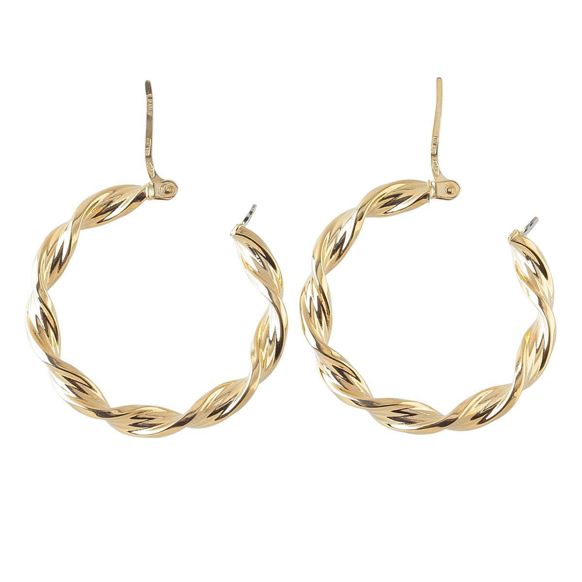 750YG ウノアエレ フープ ピアス ウノアエレ ツイスト フープ ピアス 750YG 新品仕上げ済 UNOAERRE