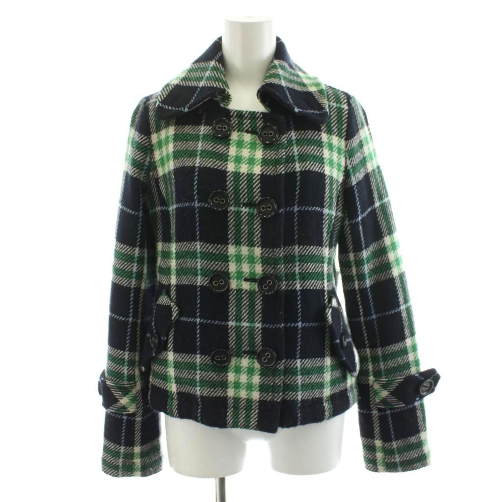 【希少 完売品】バーバリーブルーレーベル ウールコート チェック フレア 38 バーバリーブルーレーベル ウールコート チェック Aライン フレア