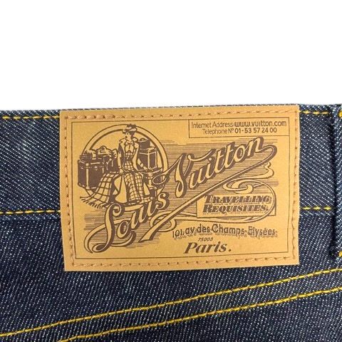 ルイヴィトン LOUIS VUITTON デニム ジーンズ ストレート 革ラベル