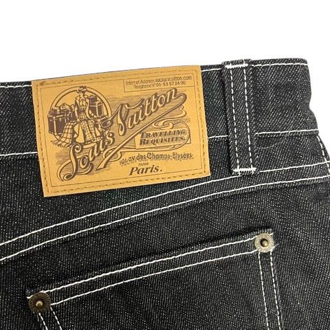 ルイヴィトン LOUIS VUITTON デニム ジーンズ ストレート 革ラベル