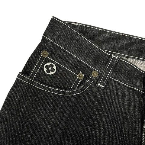 ルイヴィトン LOUIS VUITTON デニム ジーンズ ストレート 革ラベル