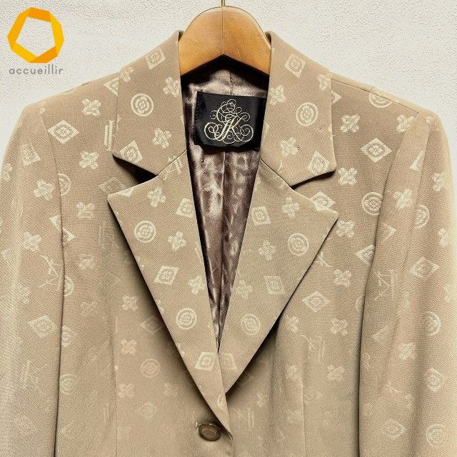 a イタリヤ 伊太利屋 ジャケット 7 ベージュ系 テーラード 総柄