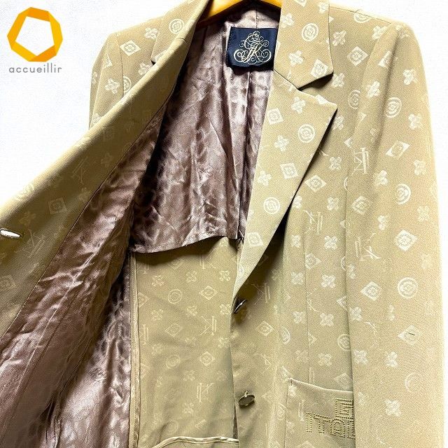 a イタリヤ 伊太利屋 ジャケット 7 ベージュ系 テーラード 総柄